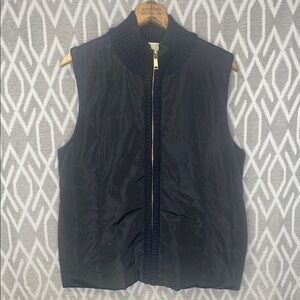 Michael Kors Black Puffy Vest with Gold Accents  Back Panel Knit Size: Large.